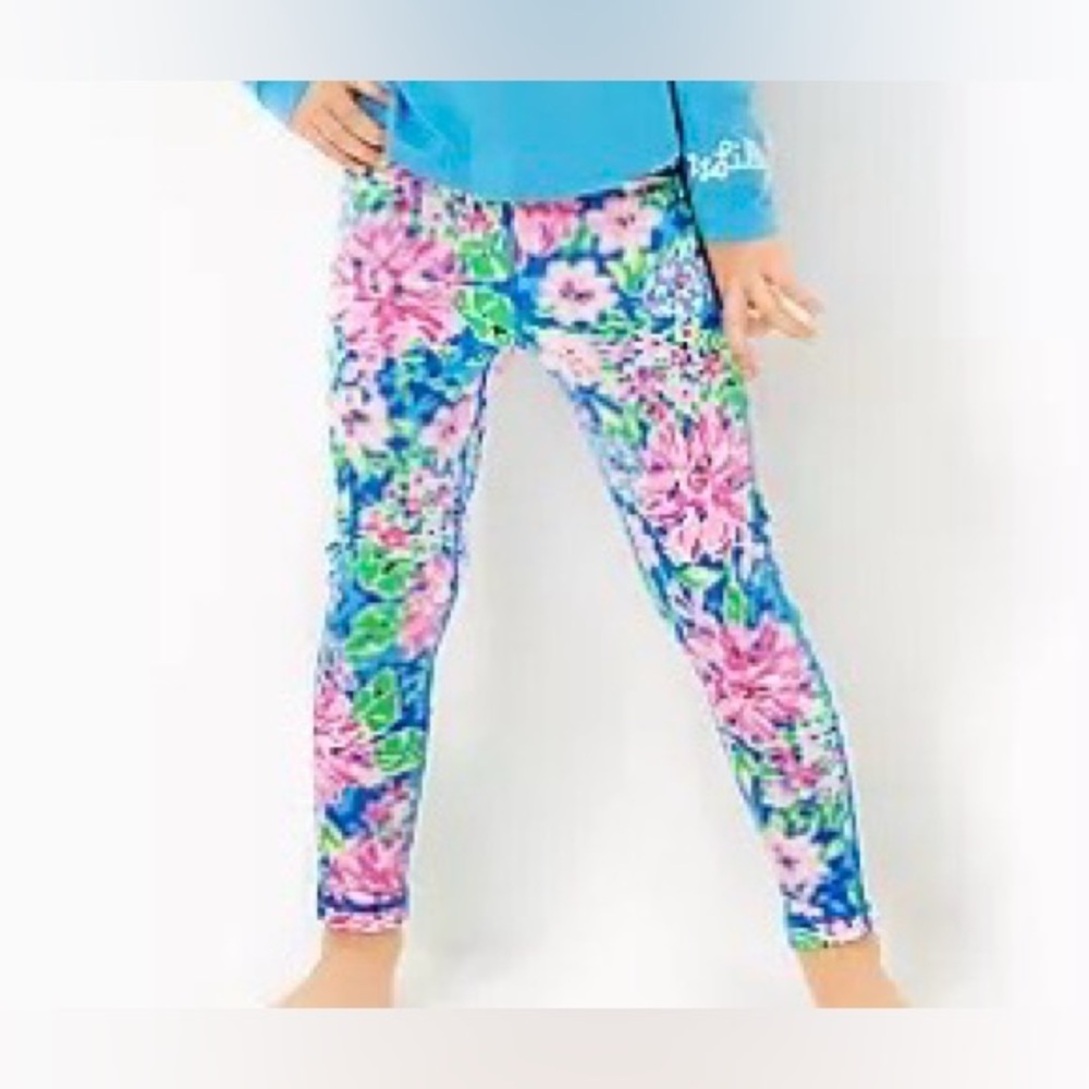 Lilly Pulitzer Girls Weekender Luxletic Pink and Blue Floral Leggings